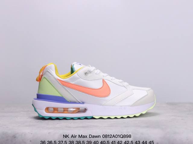 nk Air Max Dawn 黎明系列低帮气垫百搭休闲运动慢跑鞋 采用柔软翻毛皮和透气梭织材料打造利落鞋面 中底和鞋跟融入现代感线条设计 兼具复古风格与时尚魅