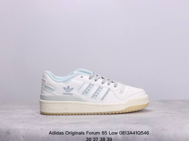 阿迪达斯adidas三叶草 Originals Forum 85 Low 84罗马系列低帮复古系带百搭休闲运动板鞋 粉黑 36-39 xm0813Q546