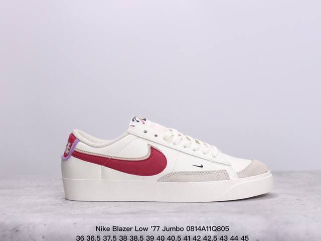 耐克 Nike Blazer Low '77 Jumbo 男女子运动鞋抓地板鞋革新重塑经典街头人气鞋款 采用人气传统外观，巧搭大号耐克勾勾设计和宽大鞋带。柔软泡