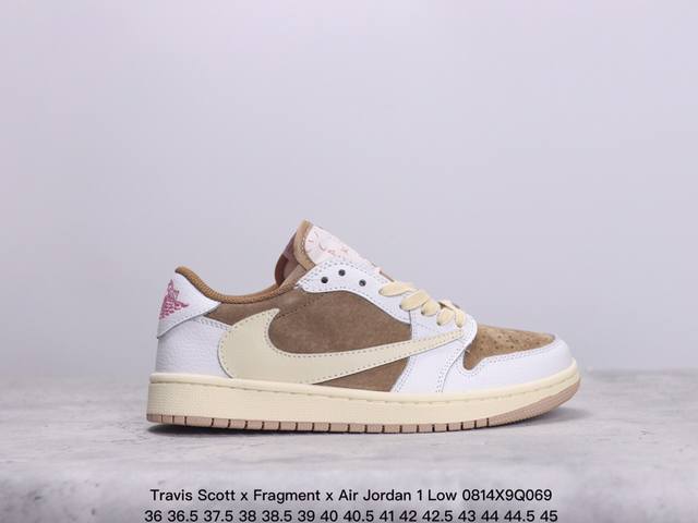 travis Scott X Fragment X Air Jordan 1 Low Xn乔一倒勾低帮 货号：Cq4277-003 尺码：36 36.5 37.