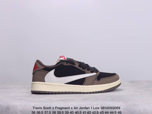 travis Scott X Fragment X Air Jordan 1 Low Xn乔一倒勾低帮 货号：Cq4277-003 尺码：36 36.5 37.