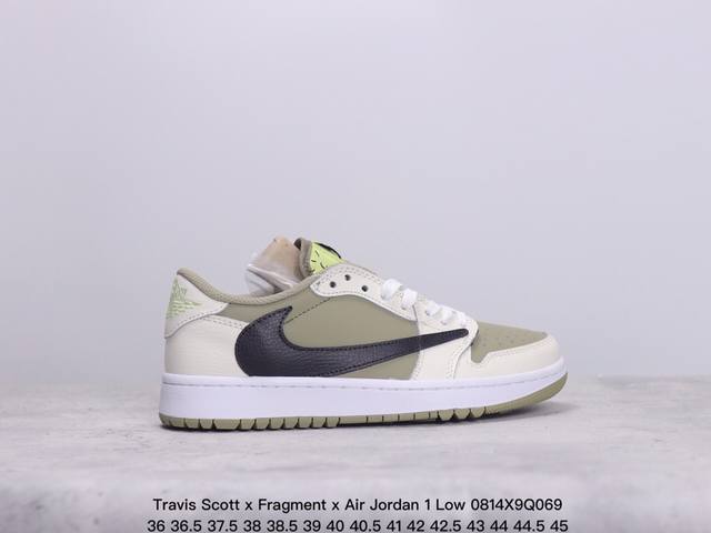 travis Scott X Fragment X Air Jordan 1 Low Xn乔一倒勾低帮 货号：Cq4277-003 尺码：36 36.5 37.