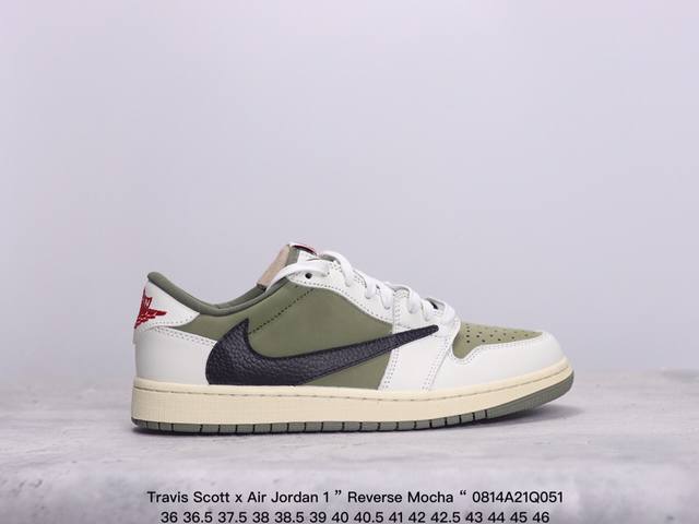 公司级aj1倒勾travis Scott X Air Jordan 1 ” Reverse Mocha “ Aj1乔1 Ts 闪电 联名倒钩 低帮文化篮球鞋 货