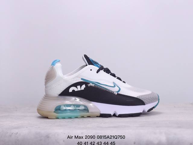 air Max 2090 蝉翼气垫运动跑鞋 黑绿蓝 Bv9977-001 鞋面采用了当下流行的透明蝉翼材质，不同位置采用不同透明度，带来丰富层次感，更大的全新