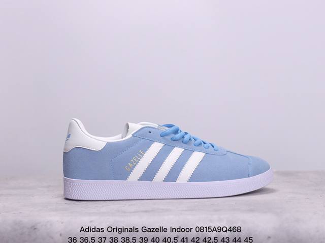 阿迪达斯adidas Originals Gazelle Indoor 三叶草复古防滑耐磨低帮板鞋 鞋款采用柔软的绒面革和耐用的皮革衬里融合在橡胶外底上！ 货号