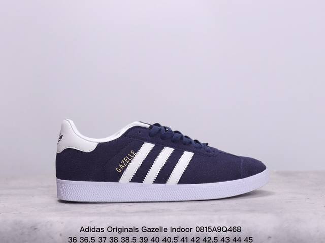 阿迪达斯adidas Originals Gazelle Indoor 三叶草复古防滑耐磨低帮板鞋 鞋款采用柔软的绒面革和耐用的皮革衬里融合在橡胶外底上！ 货号