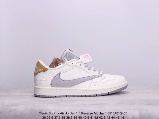 公司级aj1倒勾travis Scott X Air Jordan 1 ” Reverse Mocha “ Aj1乔1 Ts 闪电 联名倒钩 低帮文化篮球鞋 完