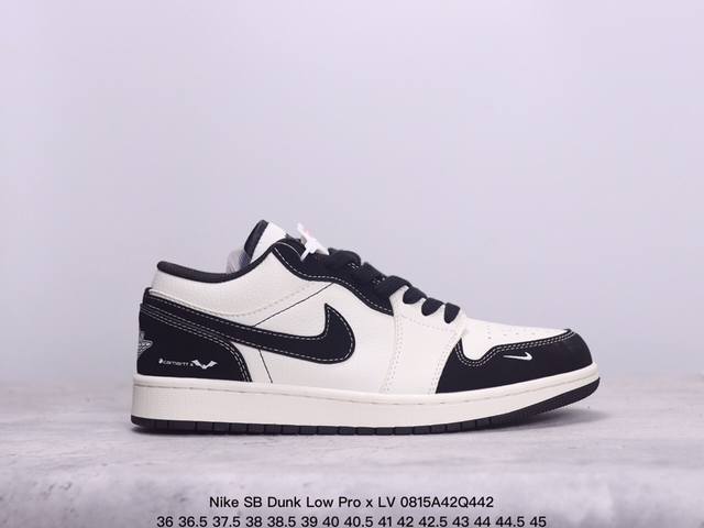 耐克 Nike Sb Dunk Low Pro X Lv 路易威登 联名复古低帮休闲运动滑板板鞋。采用脚感柔软舒适zoomair气垫，有效吸收滑板等极限运动在落