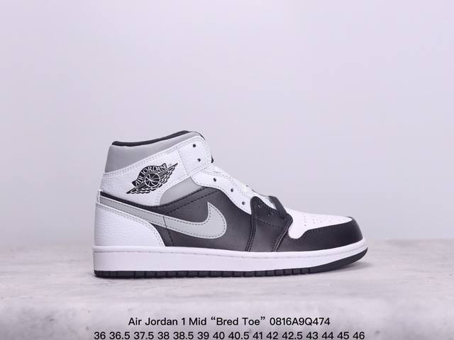 air Jordan 1 Mid “Bred Toe” Aj1 中帮 黑红脚趾 这款中帮黑红脚趾融合了两大超经典配色，Bred 黑红和 Black Toe 黑脚