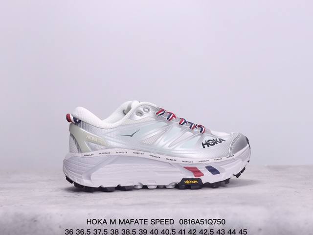 公司级hoka M Mafate Speed 全新配色 这个品牌来自于新西兰的毛利语，Hoka表示大地，One One表示飞越，连起来就是飞越地平线，One O