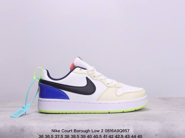 头层+二层皮 耐克nike Court Borough Low 2”White Navy Pink“学院系列休闲运动皮革板鞋“皮革白粉海军蓝” 尺码：36-45