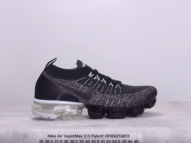 真标耐克nike Air Vapormax 2.0 Flyknit 全掌大气垫透气跑步鞋 货号:942842-009 尺码:36 36.5 37.5 38 38