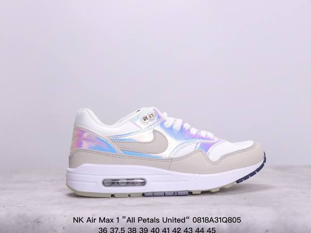 nk Air Max 1 ”Aii Petals United“ 复古气垫跑鞋 鞋型清洁度品控完美 正确鞋型 回弹pu模嵌入开窗气垫装置 货号：Fq0256-1