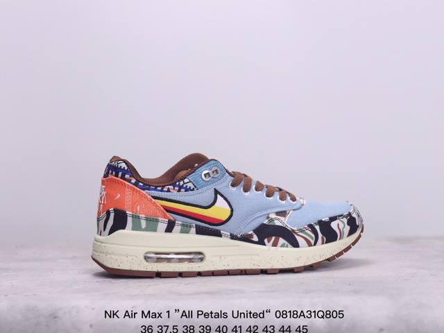 nk Air Max 1 ”Aii Petals United“ 复古气垫跑鞋 鞋型清洁度品控完美 正确鞋型 回弹pu模嵌入开窗气垫装置 货号：Fq0256-1