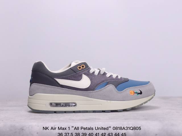 nk Air Max 1 ”Aii Petals United“ 复古气垫跑鞋 鞋型清洁度品控完美 正确鞋型 回弹pu模嵌入开窗气垫装置 货号：Fq0256-1