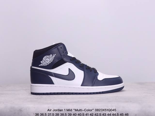 乔丹air Jordan 1 Mid Multi-Color 多色拼接 这款中帮air Jordan 1 Aj1 乔1采用普通皮革打造，搭配尼龙鞋舌。它的整个鞋