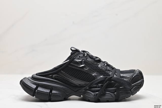 公司级balenciaga巴黎世家 3Xl Mule 皮革 包头拖鞋 官方全套配件鞋盒 鞋带 防尘纸配套齐全 货号:653813 W3Nb1 0102 尺码:3