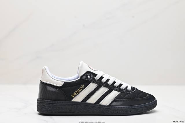 真标adidas Handball Spezial 阿迪达斯经典款 复古休闲板鞋 全鞋漆皮鞋头 织布鞋面 牛筋耐磨大底 官方货号:Jp5729 尺码:36 36