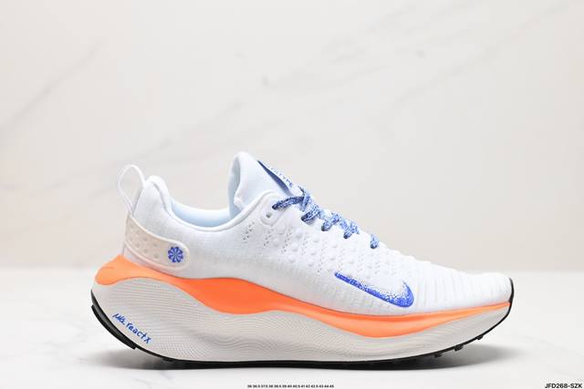 公司级nike Reactx Infinity Run 4 马拉松 轻量鞋面搭配位于足弓处的全新板带设计，细致包裹双脚，为nike飞马带来更稳固可靠的贴合感受。