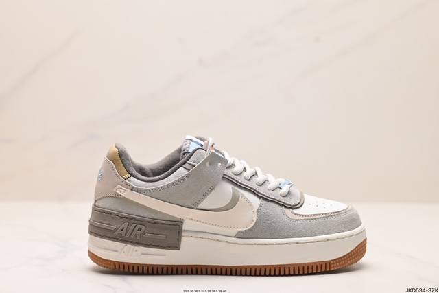 公司级耐克nike Wmns Air Force 1 Shadow全新少女系解构主义设计 马卡龙空军一号轻量增高低帮百搭板鞋 为经典设计注入玩味元素 分层结构