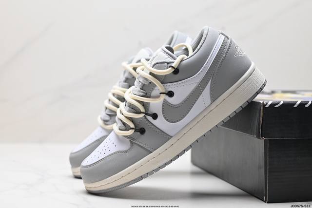 福利 公司级绑绳off-White解构风定制，耐克nike Air Jordan 1 Low”Brown Mocha“Aj1低帮乔丹一代低帮经典复古文化休闲运动