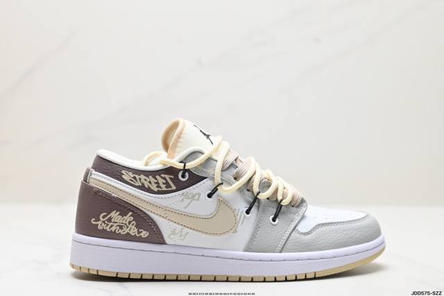 福利 公司级绑绳off-White解构风定制，耐克nike Air Jordan 1 Low”Brown Mocha“Aj1低帮乔丹一代低帮经典复古文化休闲运动