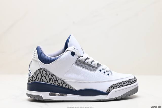 公司级nike Air Jordan 3 Retro皮革 潮流 防滑耐磨包裏性 中帮 复古篮球鞋 缜密拉帮及中底钢印细节 全新底模 货号:Fn0344-001