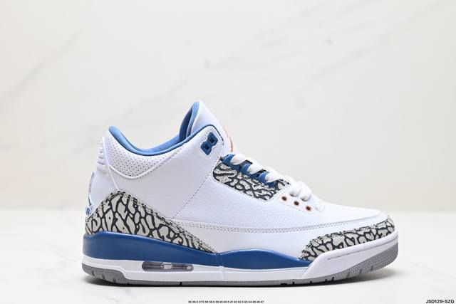 公司级nike Air Jordan 3 Retro皮革 潮流 防滑耐磨包裏性 中帮 复古篮球鞋 缜密拉帮及中底钢印细节 全新底模 货号:Fn0344-001