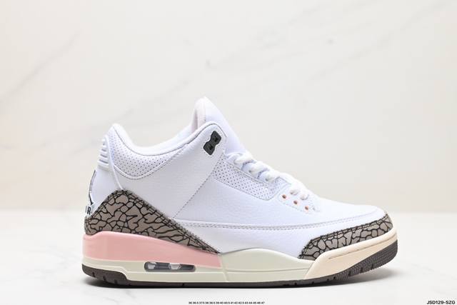 公司级nike Air Jordan 3 Retro皮革 潮流 防滑耐磨包裏性 中帮 复古篮球鞋 缜密拉帮及中底钢印细节 全新底模 货号:Fn0344-001