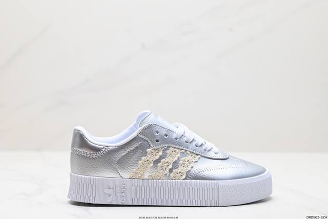 真标adidas Originals Samba 莓刻 银雾蕾丝 芭蕾风 精致 低帮板鞋 货号:Ee9017 尺码:35.5 36 36.5 37 38 38.