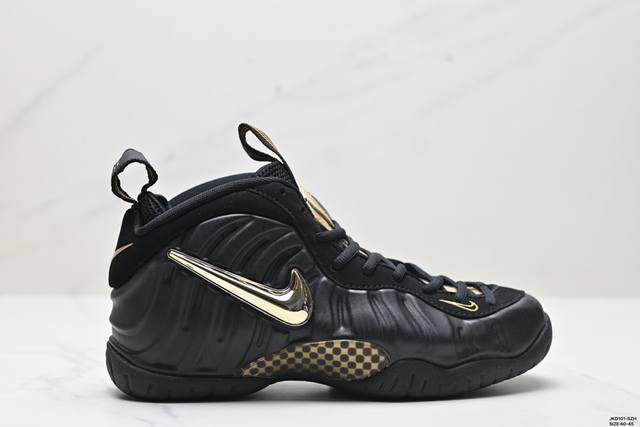 真标nike Foamposite Pro Black Metallic Gold 喷泡 中帮 复古篮球鞋 货号:6 41 009 尺码:40-45 id:Jk