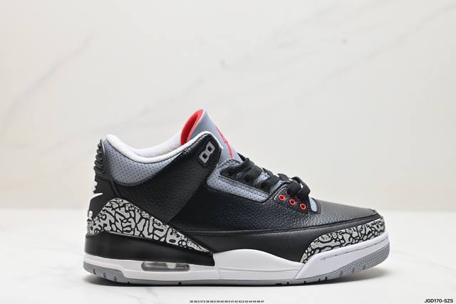 公司级nike Air Jordan 3 Retro皮革 潮流 防滑耐磨包裏性 中帮 复古篮球鞋 升级原楦原档案数据开发纸版楦型 缜密拉帮及中底钢印细节 全新喷