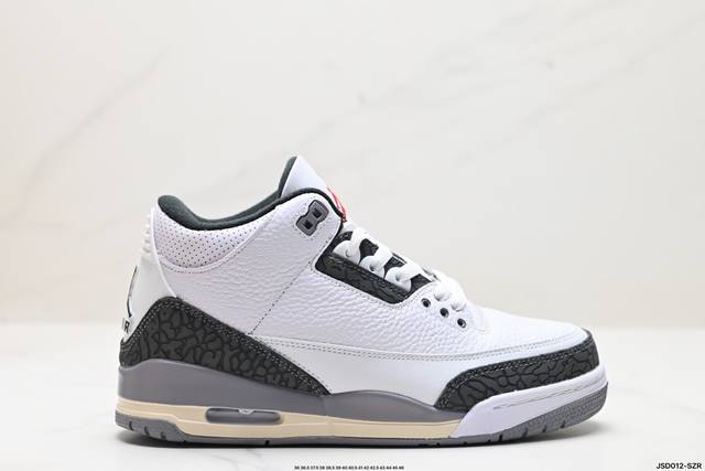 公司级nike Air Jordan 3 Retro皮革 潮流 防滑耐磨包裏性 中帮 复古篮球鞋 升级原楦原档案数据开发纸版楦型 采用同源纳帕头层皮革鞋面材质