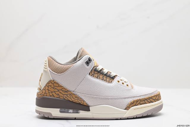 公司级nike Air Jordan 3 Retro皮革 潮流 防滑耐磨包裏性 中帮 复古篮球鞋 升级原楦原档案数据开发纸版楦型 缜密拉帮及中底钢印细节 全新喷