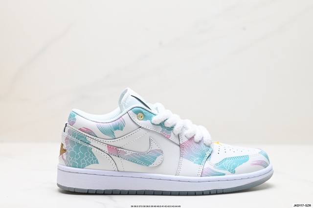 公司级nike Air Jordan 1 Low Cny 低帮 龙年限定 御龙青花 白蓝定制 乔丹篮球鞋系列 该定制版球鞋选用原鞋款为air Jordan 1