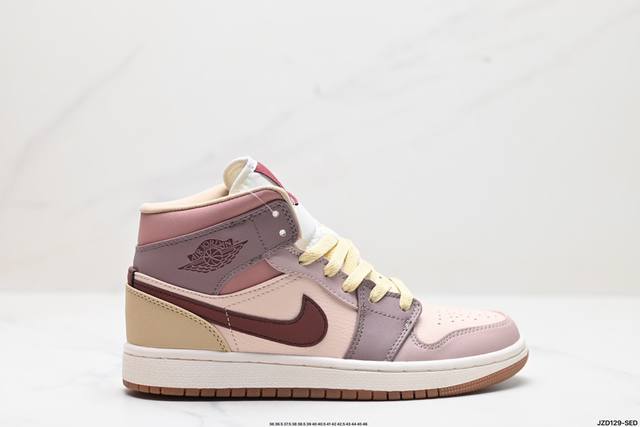 真标nike Air Jordan 1 Retro Mid Aj1乔丹一代中帮经典复古文化休闲运动篮球鞋 货号:554724 174 尺码:36 36.5 37