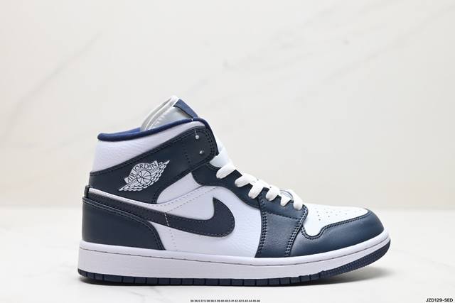 真标nike Air Jordan 1 Retro Mid Aj1乔丹一代中帮经典复古文化休闲运动篮球鞋 货号:554724 174 尺码:36 36.5 37