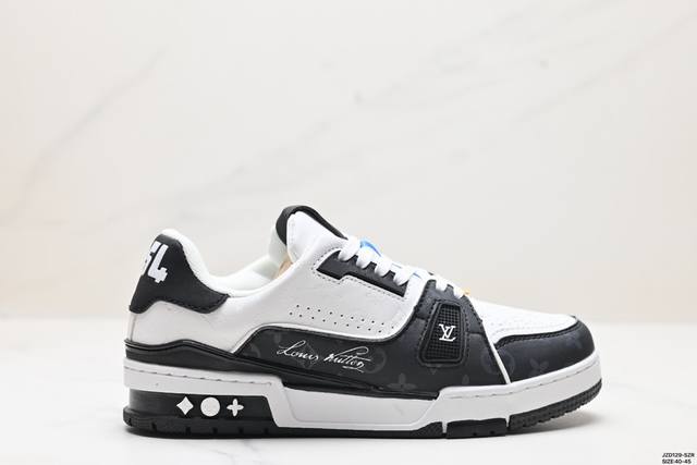 真标全新lv路易威登louis Vuitton Trainer Sneaker Low休闲运动文化百搭板鞋 尺码:40-45 id:Jzd129-Szr