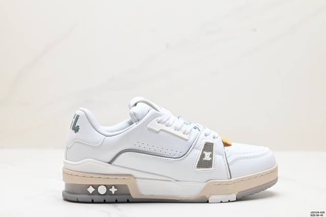 真标全新lv路易威登louis Vuitton Trainer Sneaker Low休闲运动文化百搭板鞋 尺码:36-45 id:Jzd129-Szr