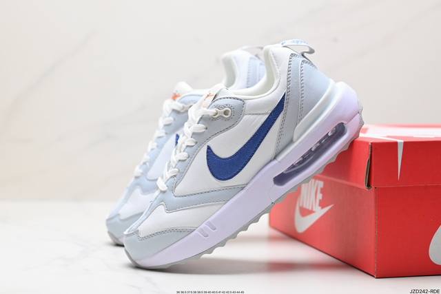 公司级耐克nk Air Max Dawn 黎明系列低帮气垫百搭休闲运动慢跑鞋 采用柔软翻毛皮和透气梭织材料打造利落鞋面 中底和鞋跟融入现代感线条设计 兼具复古风