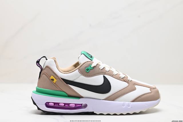 公司级耐克nk Air Max Dawn 黎明系列低帮气垫百搭休闲运动慢跑鞋 采用柔软翻毛皮和透气梭织材料打造利落鞋面 中底和鞋跟融入现代感线条设计 兼具复古风