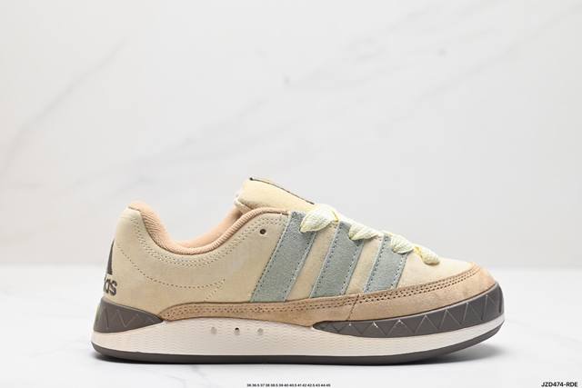 公司级adidas Adimatic Low 马蒂奇系列低帮 复古鲨鱼面包鞋运动休闲滑板板鞋 整个鞋面由色彩艳丽的麂皮制成 搭配品牌标志性大尺寸三条纹 Logo