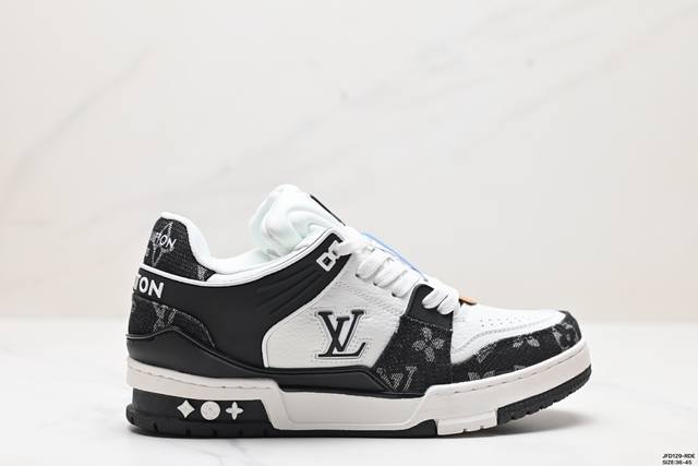 公司级全新lv路易威登louis Vuitton Trainer Sneaker Low休闲运动文化百搭板鞋 尺码:36-45 id:Jfd129-Rde