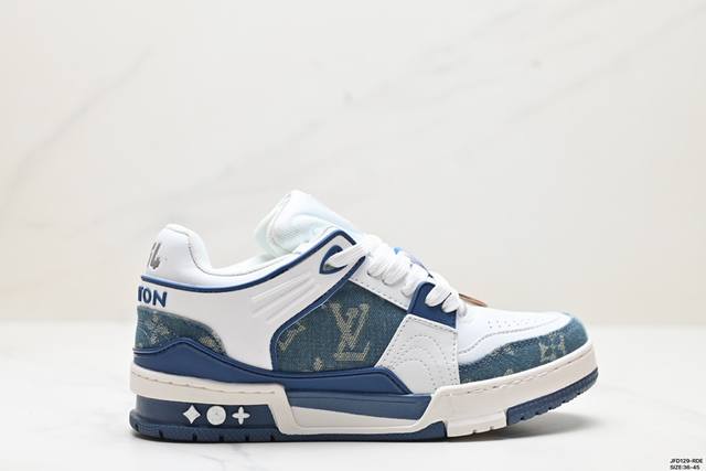 公司级全新lv路易威登louis Vuitton Trainer Sneaker Low休闲运动文化百搭板鞋 尺码:36-45 id:Jfd129-Rde