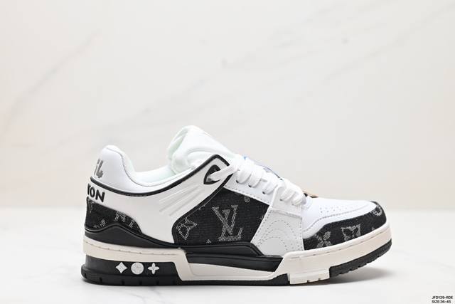 公司级全新lv路易威登louis Vuitton Trainer Sneaker Low休闲运动文化百搭板鞋 尺码:36-45 id:Jfd129-Rde