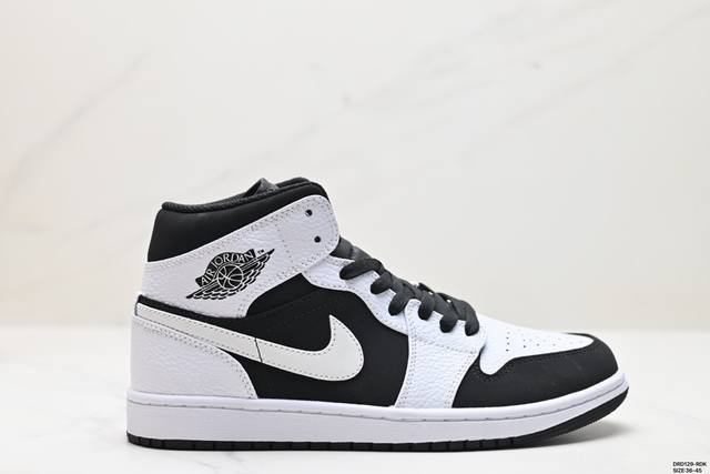 真标nike Air Jordan 1 Retro Mid Aj1乔丹一代中帮经典复古文化休闲运动篮球鞋 货号:Dv0991-101 尺码:36-45 id:D