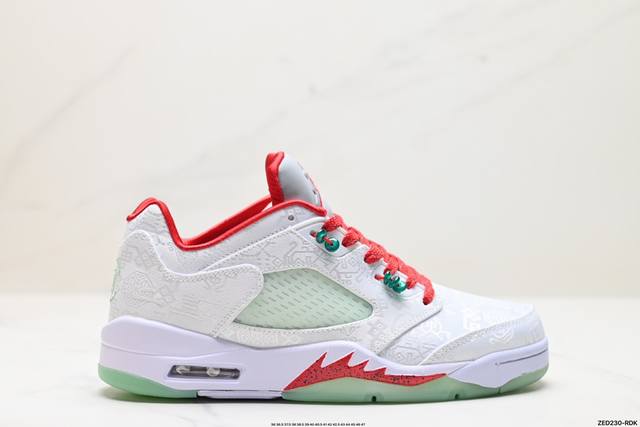 公司级nike Jordan Air Jordan 5 Retro Low Cny 皮革 舒适百搭 防滑 耐磨 低帮 复古篮球鞋 中底侧面带有战斗机的鲨鱼牙齿纹