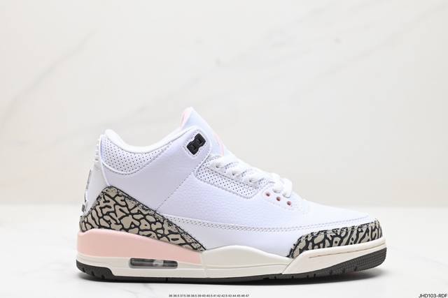 公司级nike Air Jordan 3 Retro皮革 潮流 防滑耐磨包裏性 中帮 复古篮球鞋 缜密拉帮及中底钢印细节 全新底模 货号:Ct853 80 尺码