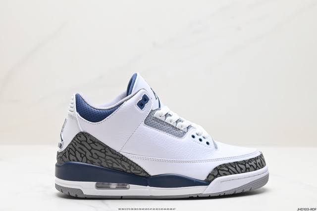 公司级nike Air Jordan 3 Retro皮革 潮流 防滑耐磨包裏性 中帮 复古篮球鞋 缜密拉帮及中底钢印细节 全新底模 货号:Ct853 80 尺码