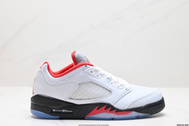 公司级nike Jordan Air Jordan 5 Retro Low Cny 皮革 舒适百搭 防滑 耐磨 低帮 复古篮球鞋 中底侧面带有战斗机的鲨鱼牙齿纹